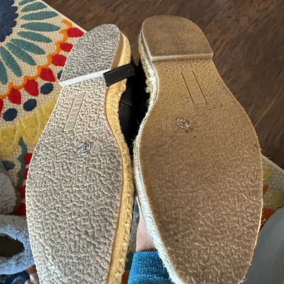 a.n.a Black and Tan Ballet Espadrille Flats with Ankle Strap, Jute Soles - Picture 7 of 7